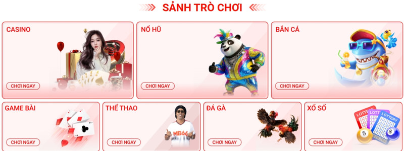 Những sảnh game Hot tại MB66.COM